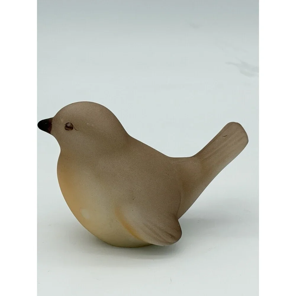 Fenton Art Glass Opal Satin Bird Robin Figurine Vintage Signed USA